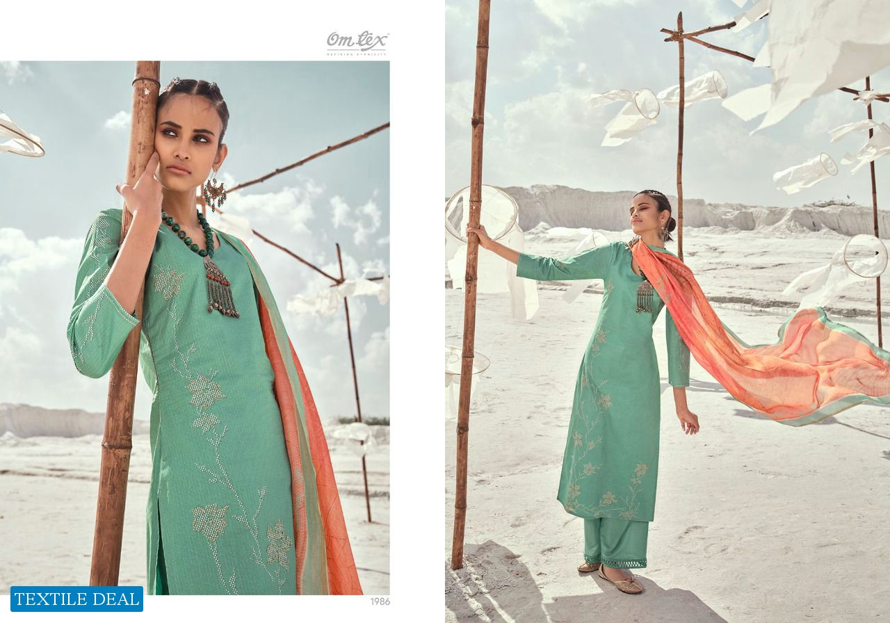 Omtex Shahaya Wholesale Lawn Cotton With Handwork Salwar Kameez