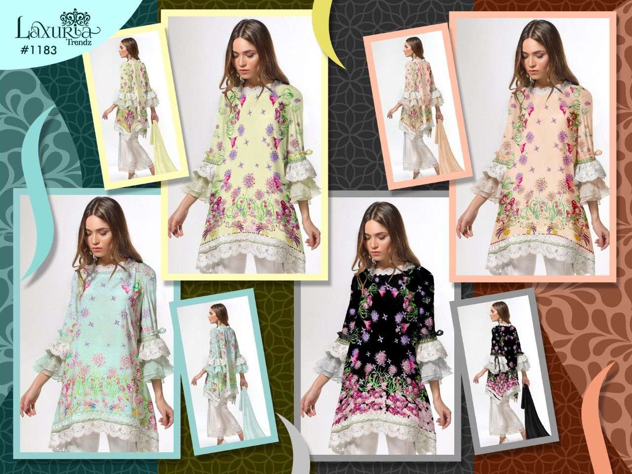 LAXURIA TRENDZ 1183 MASLIN READYMADE PAKISTANI PLAZZO STYLE SUITS
