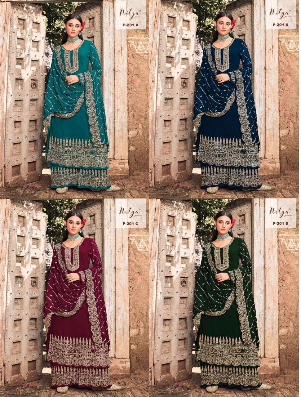LT NITYA 201 COLOURS GEORGETTE PAKISTANI WORK EID SPECIAL SALWAR KAMEEZ