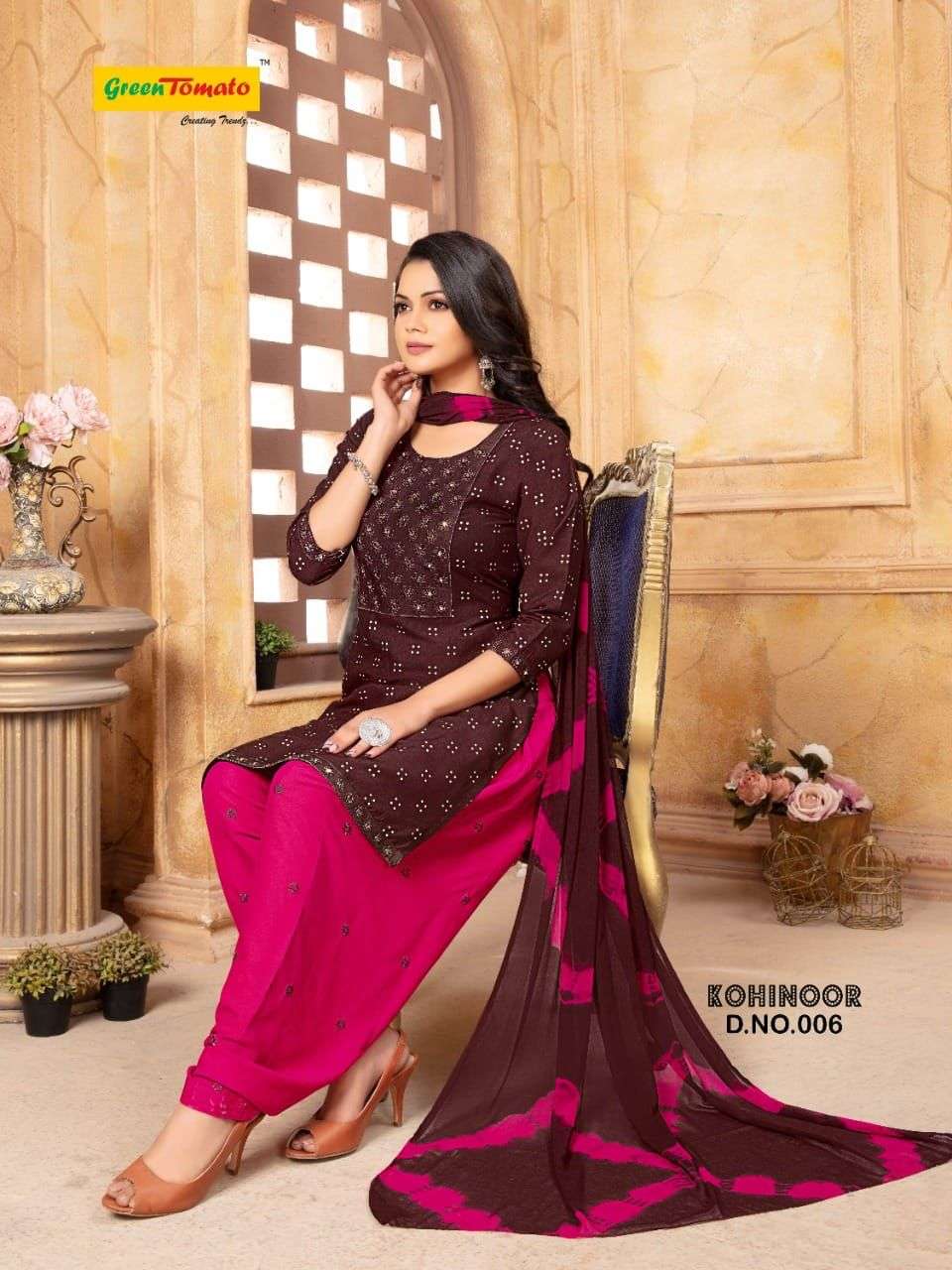 KOHINOOR PATIYALA BY GREEN TOMATO HEAVY RAYON READYMADE SUIT CATLOG WHOLESALER BEST RATE