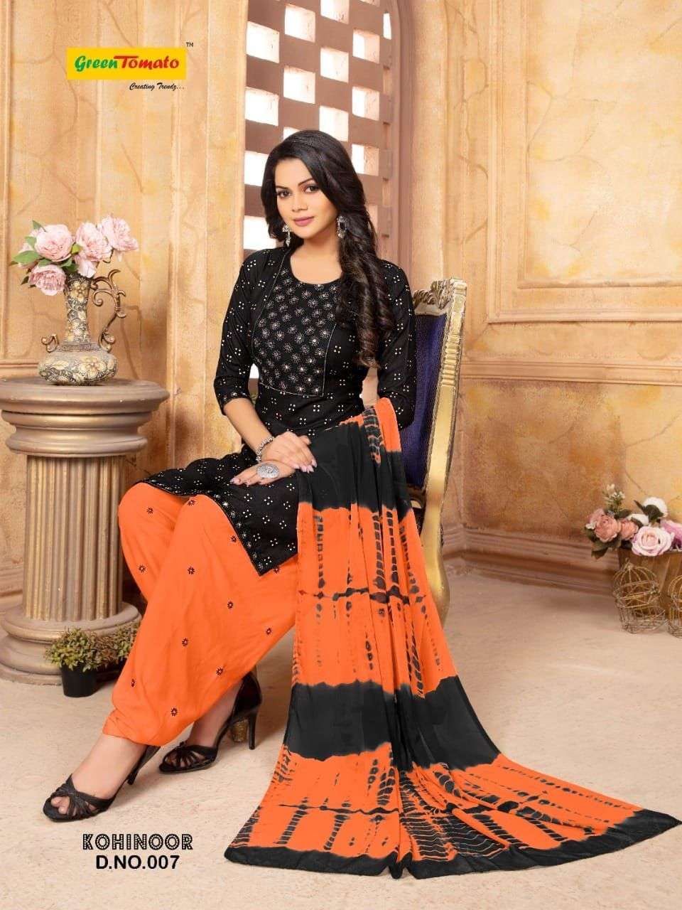 KOHINOOR PATIYALA BY GREEN TOMATO HEAVY RAYON READYMADE SUIT CATLOG WHOLESALER BEST RATE