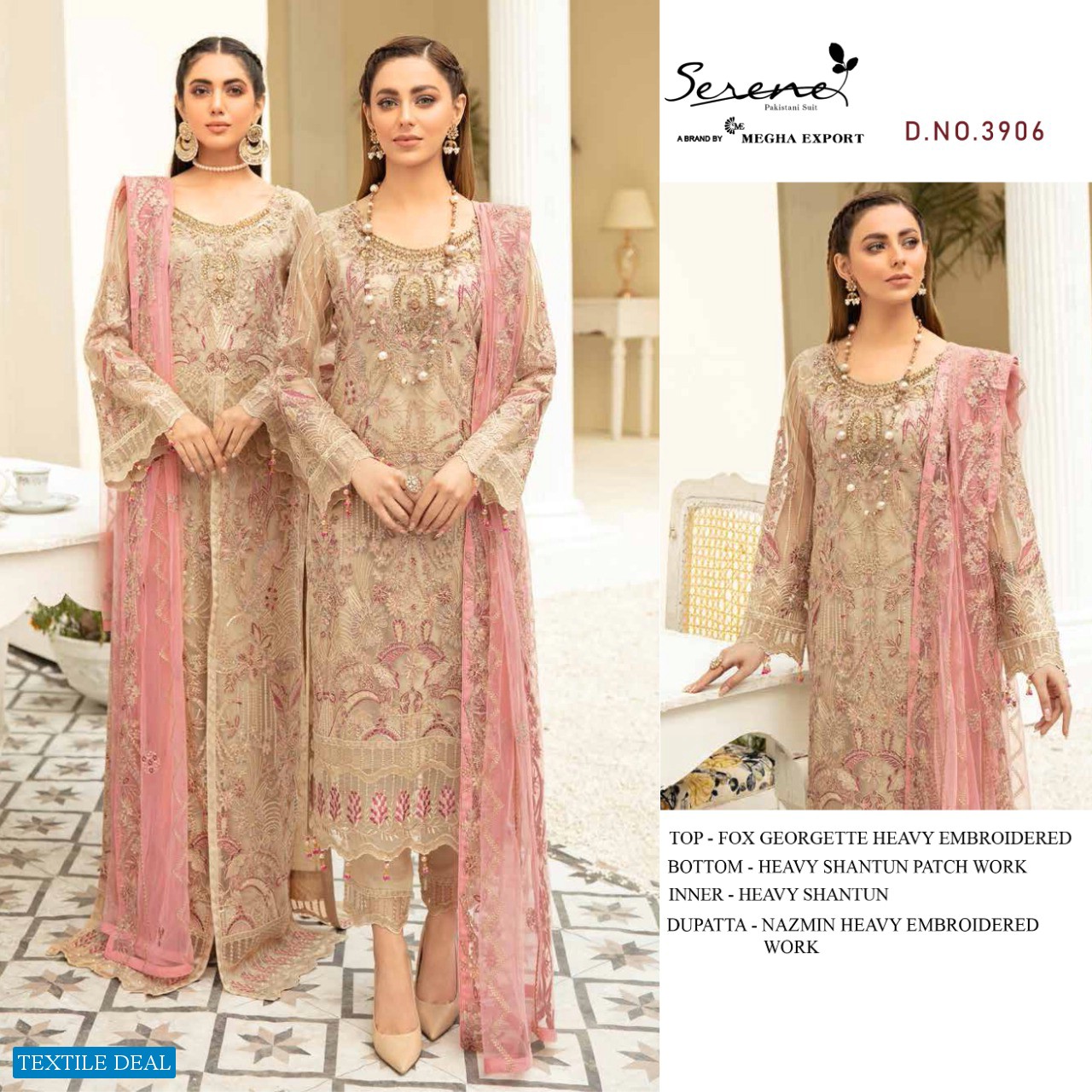 SERENE RAMSHA VOL 5 BY MEGHA EXPORTS GEORGETTE PAKISTANI WEDDING SUITS