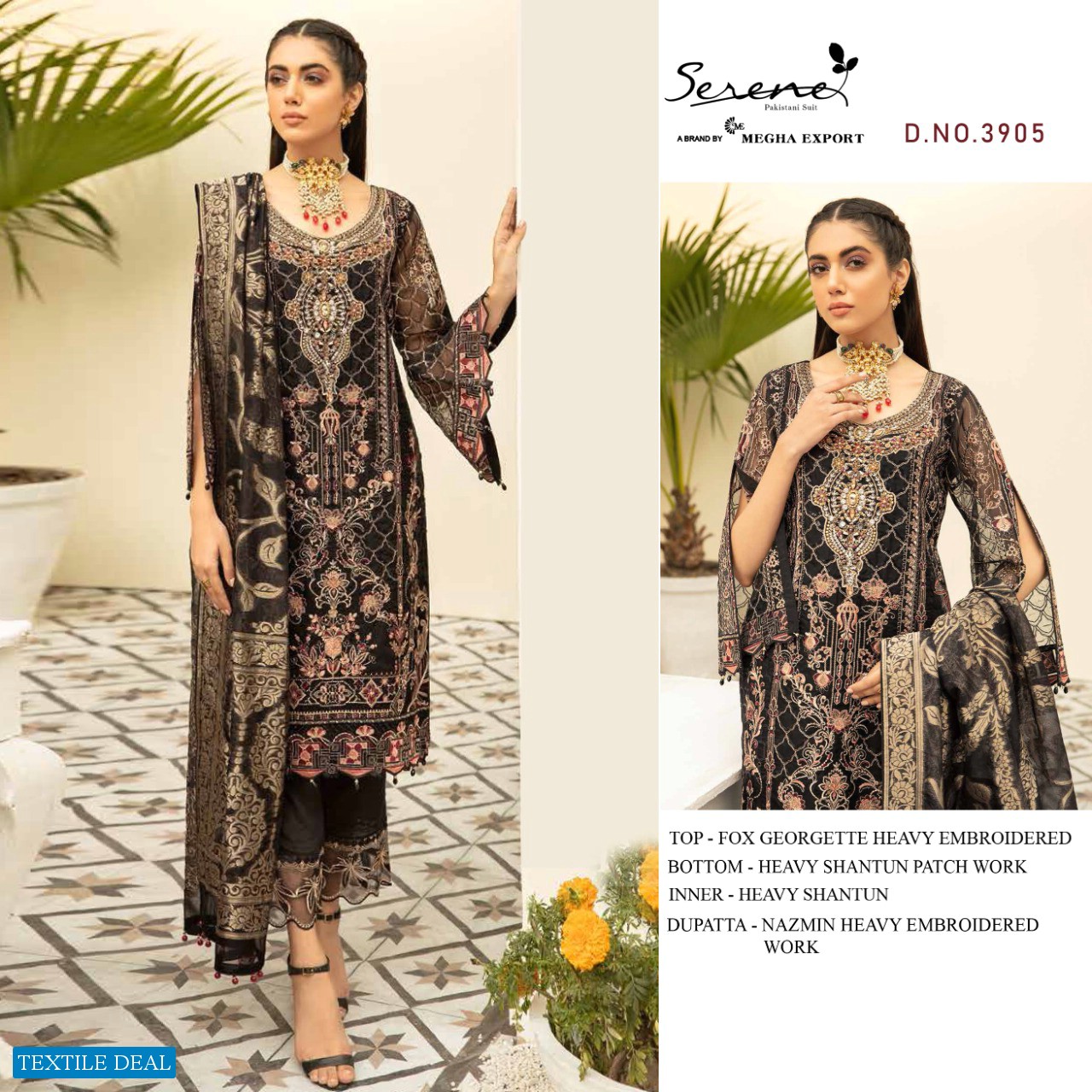 SERENE RAMSHA VOL 5 BY MEGHA EXPORTS GEORGETTE PAKISTANI WEDDING SUITS