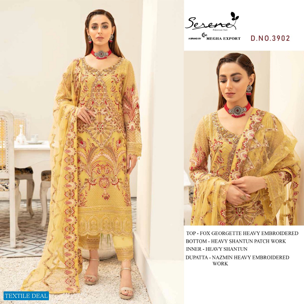 SERENE RAMSHA VOL 5 BY MEGHA EXPORTS GEORGETTE PAKISTANI WEDDING SUITS