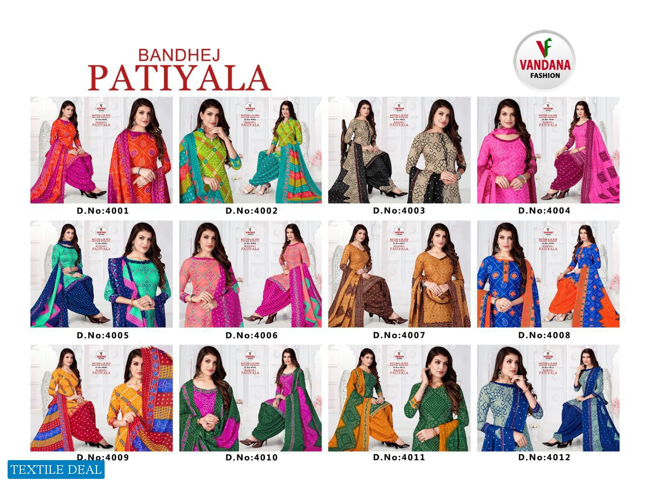 Vandana Bandhej Patiyala Vol-4 Wholesale Patiyala Dress Material