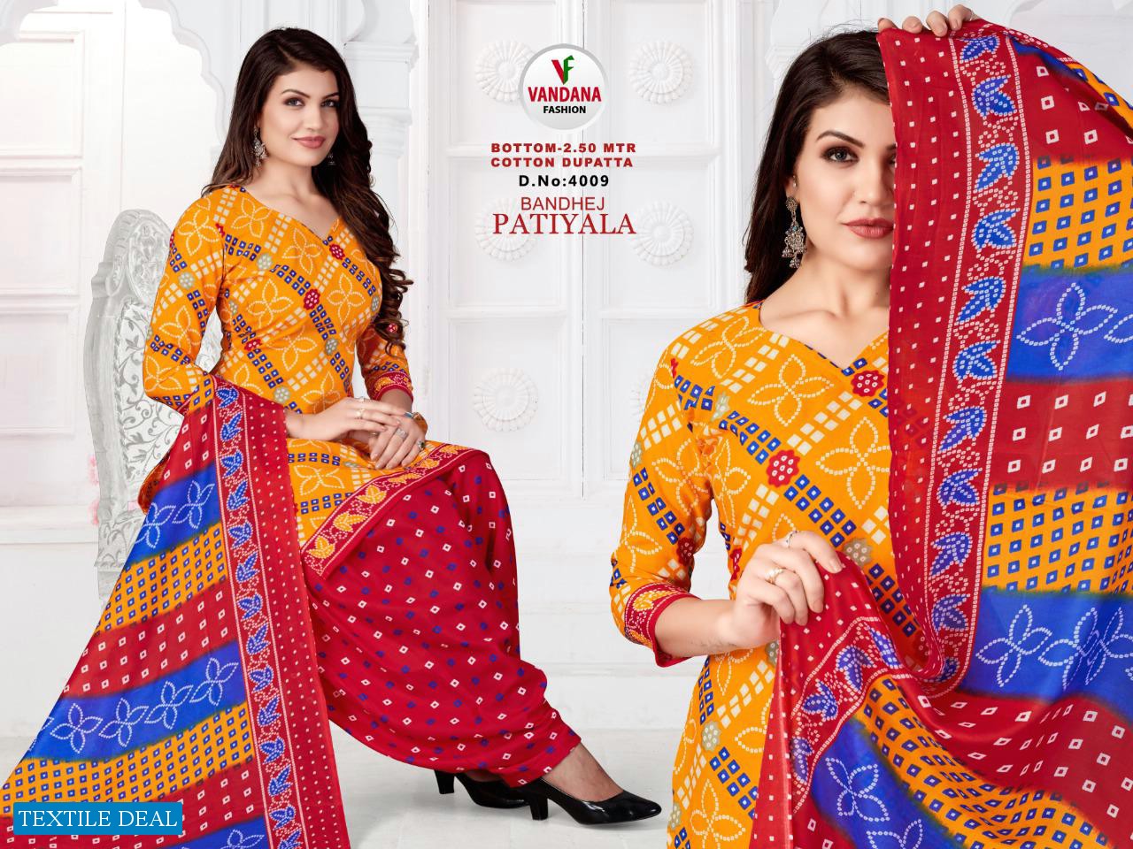 Vandana Bandhej Patiyala Vol-4 Wholesale Patiyala Dress Material