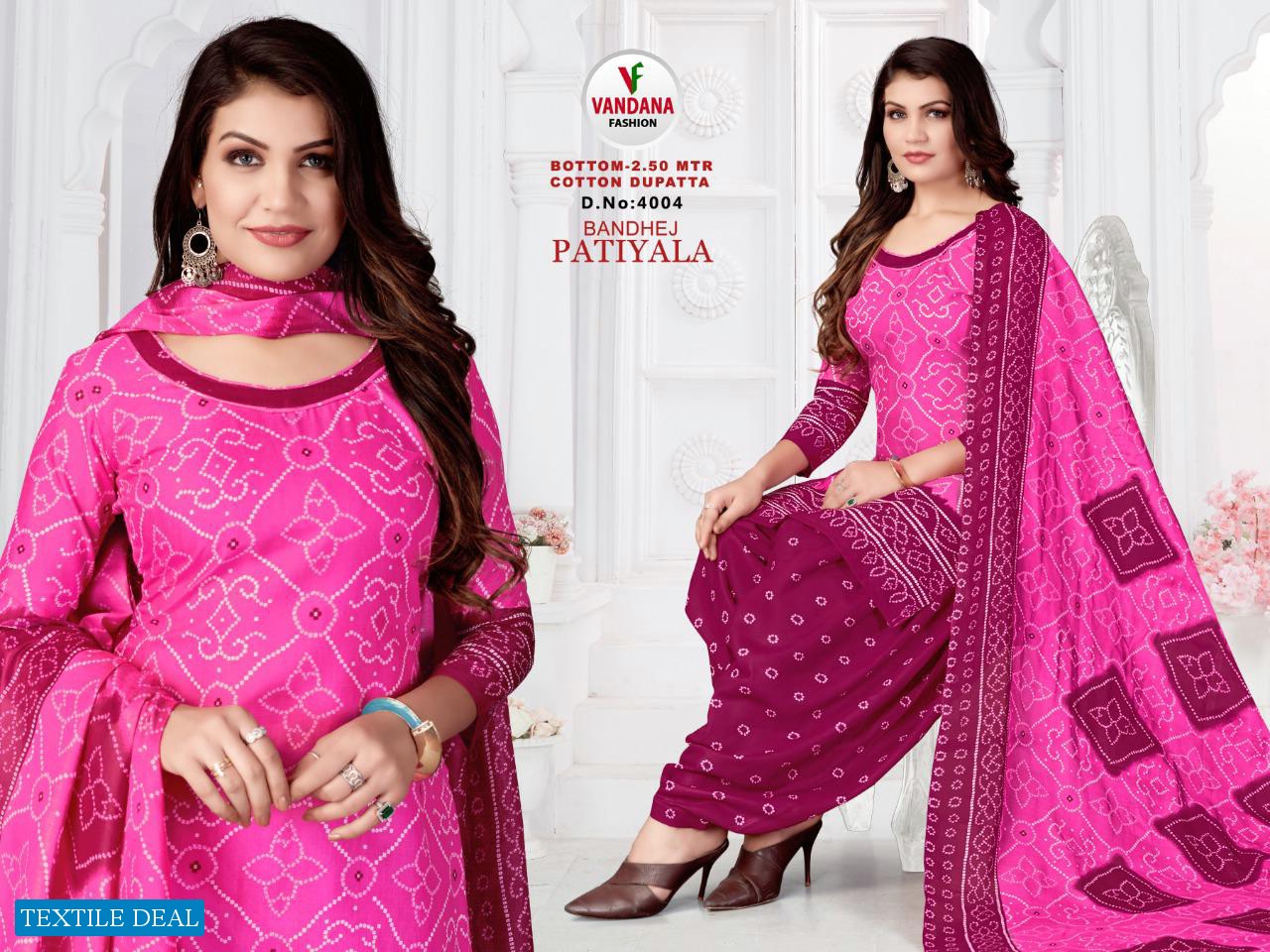 Vandana Bandhej Patiyala Vol-4 Wholesale Patiyala Dress Material