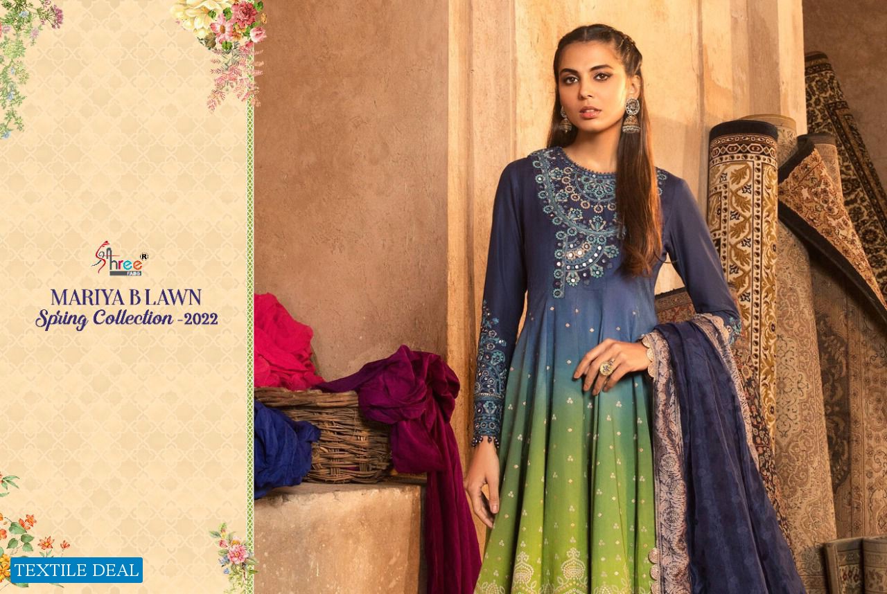 SHREE FABS MARIA B LAWN SPRING 2022 COTTON WORK PAKISTANI FANCY SUITS