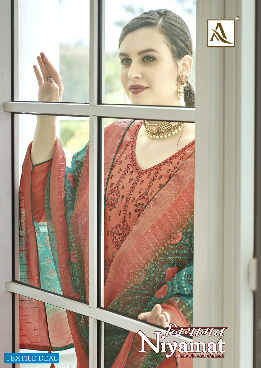 Alok Niyamat Wholesale Pure Zam Soild With Embroidery Salwar Kameez