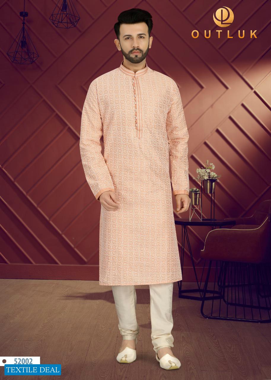 Outlook Vol-52 Wholesale Art Silk With Lucknowi Work Kurta With Pajama