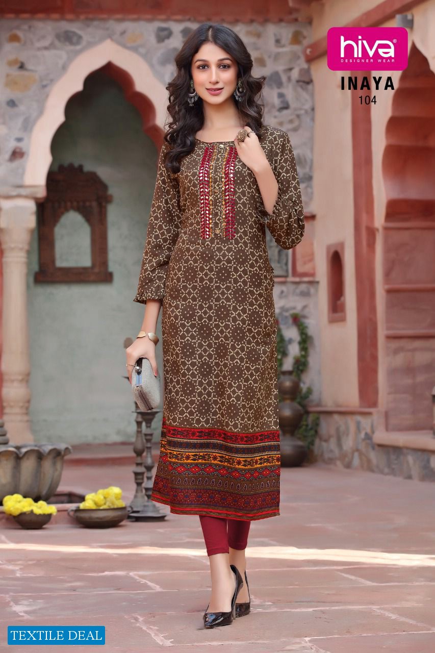 Hiva Inaya Wholesale Reyon Fabrics Long Kurtis