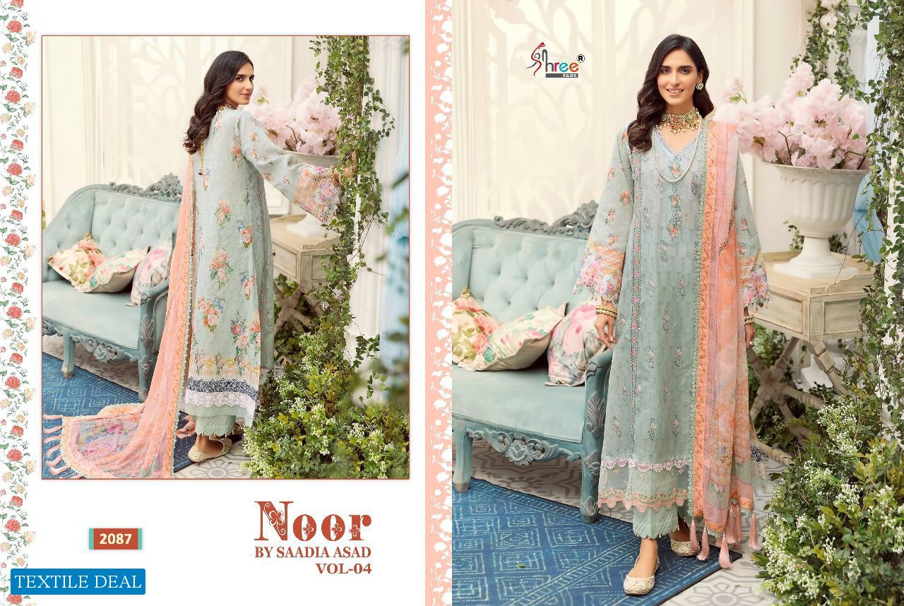 SHREE FABS NOOR BY SAADIA ASAD VOL 4 COTTON WORK PAKISTANI DRESSES