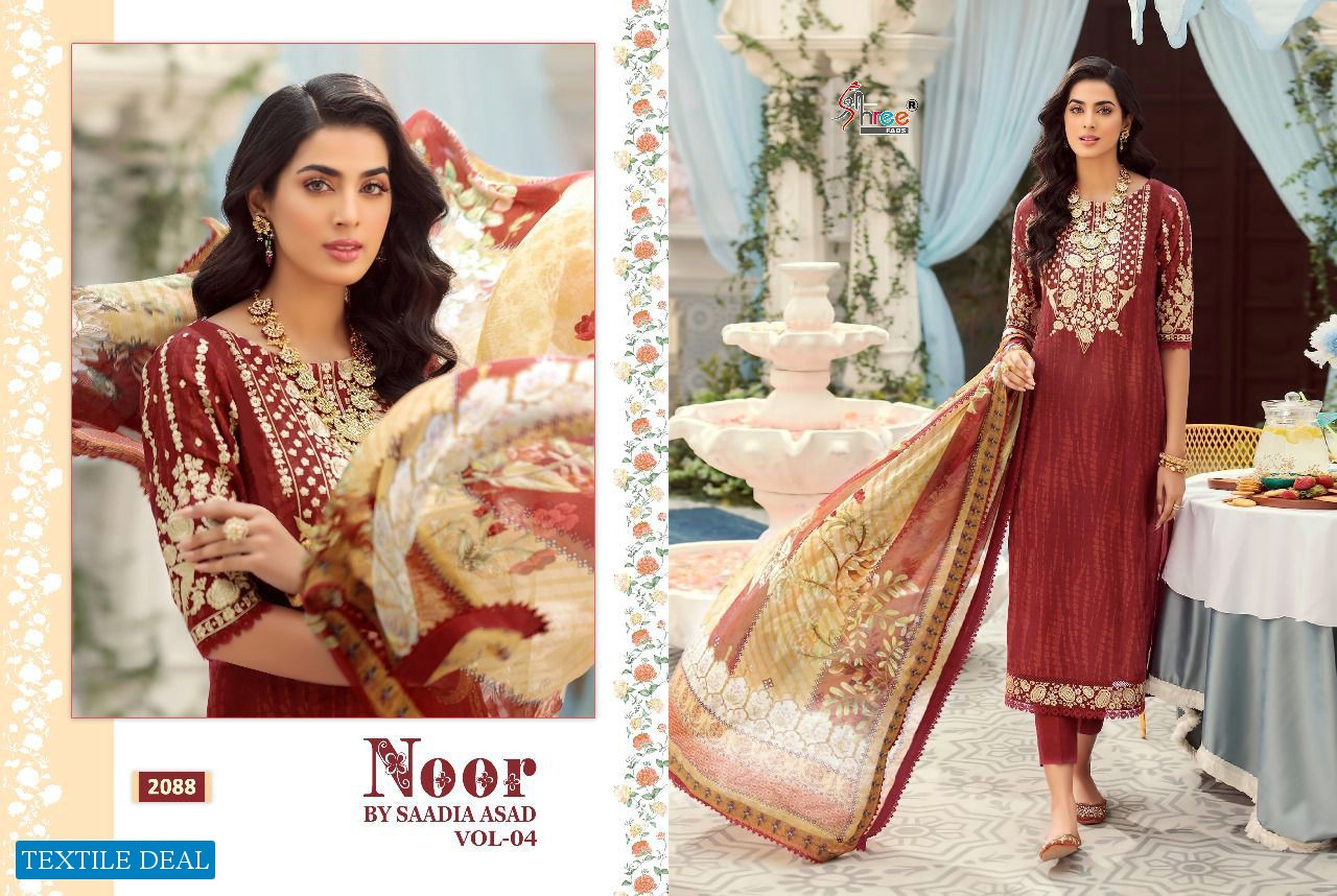 SHREE FABS NOOR BY SAADIA ASAD VOL 4 COTTON WORK PAKISTANI DRESSES