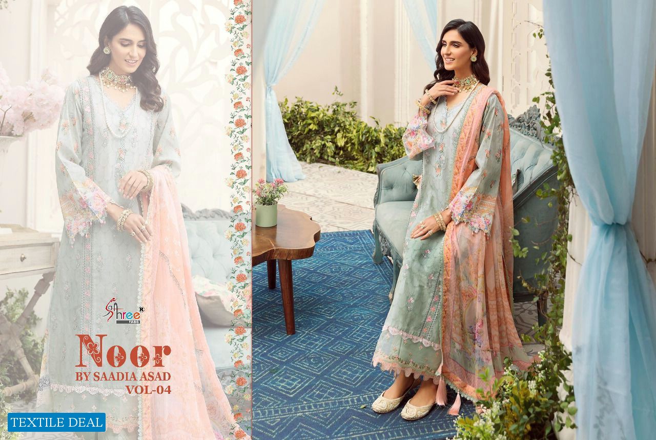 SHREE FABS NOOR BY SAADIA ASAD VOL 4 COTTON WORK PAKISTANI DRESSES