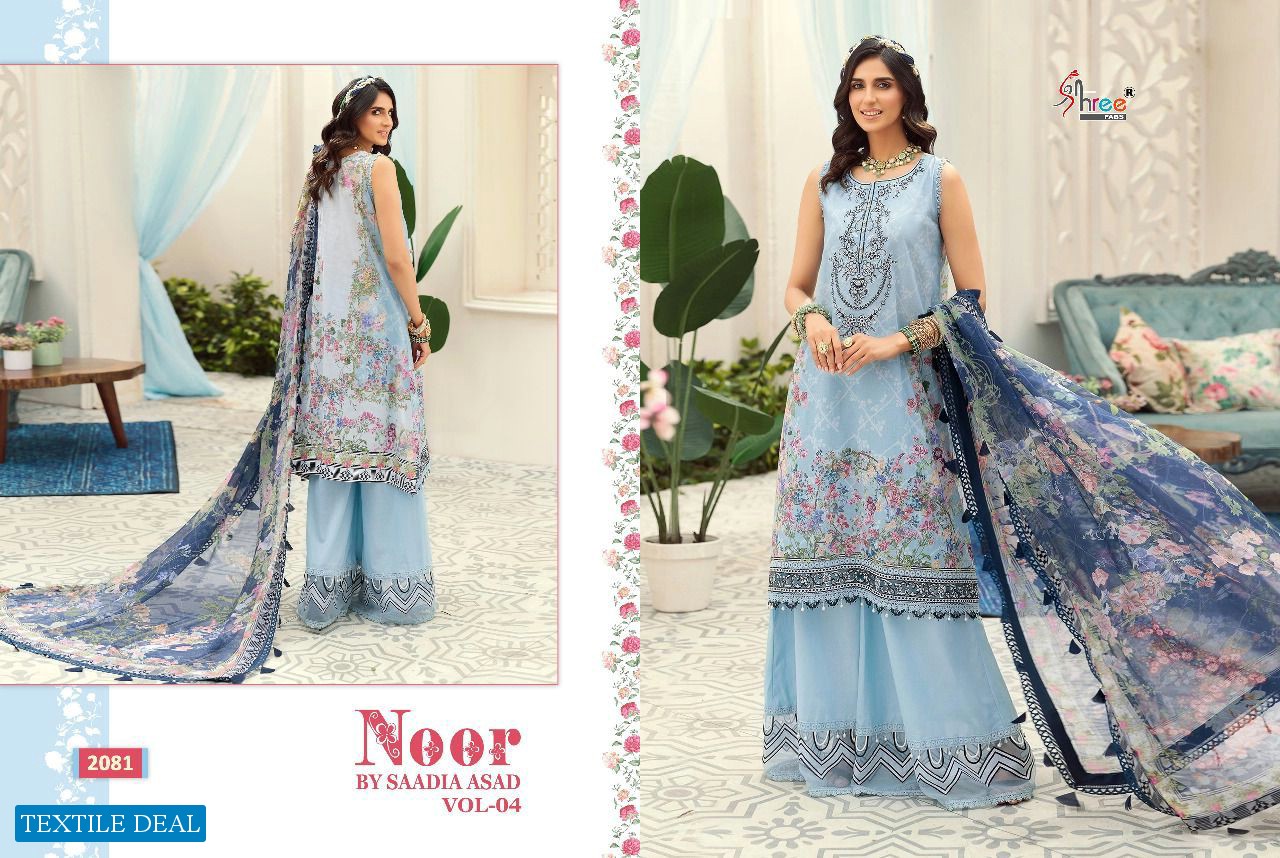 SHREE FABS NOOR BY SAADIA ASAD VOL 4 COTTON WORK PAKISTANI DRESSES