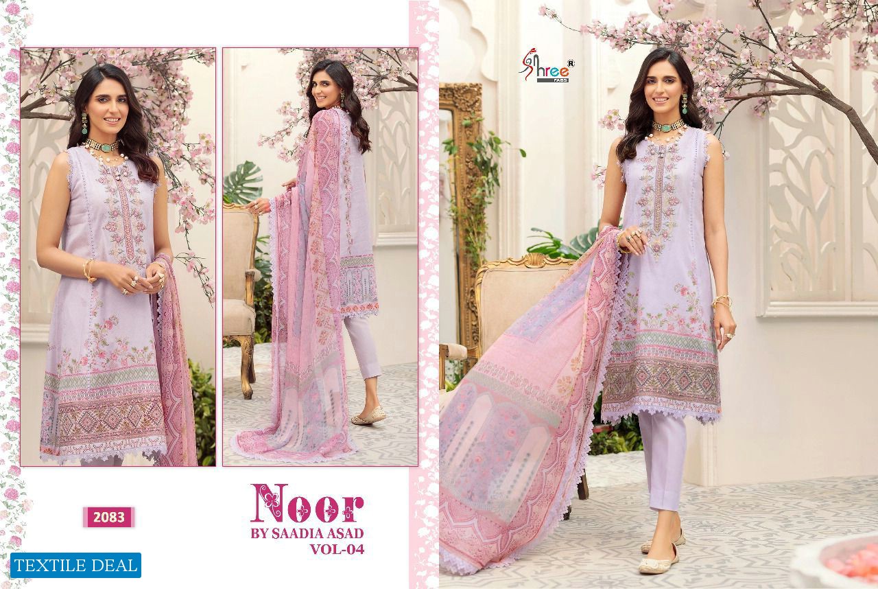 SHREE FABS NOOR BY SAADIA ASAD VOL 4 COTTON WORK PAKISTANI DRESSES
