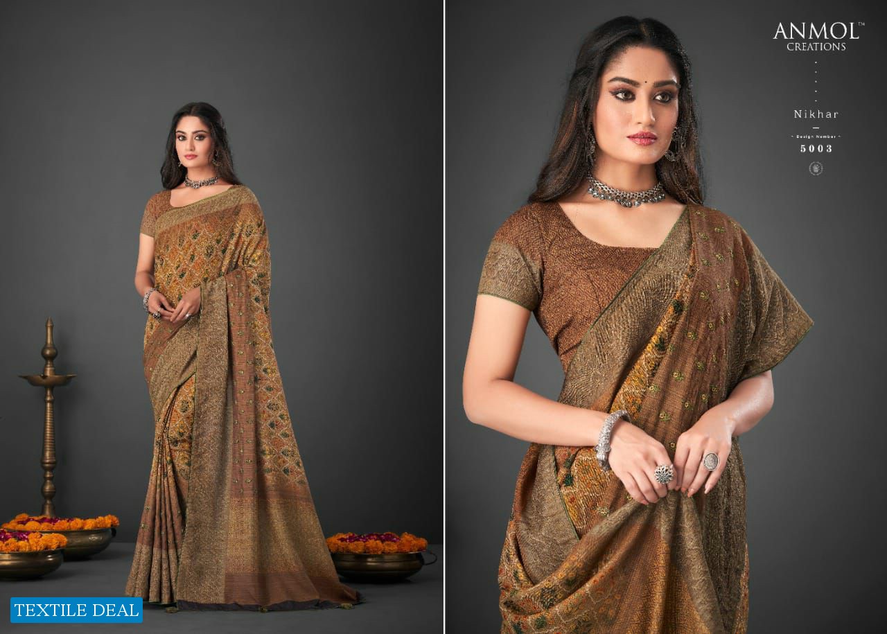 NIKHAR BY ANMOL CREATION 5001-5014 SERIES SILK DESIGNER FANCY SAREE