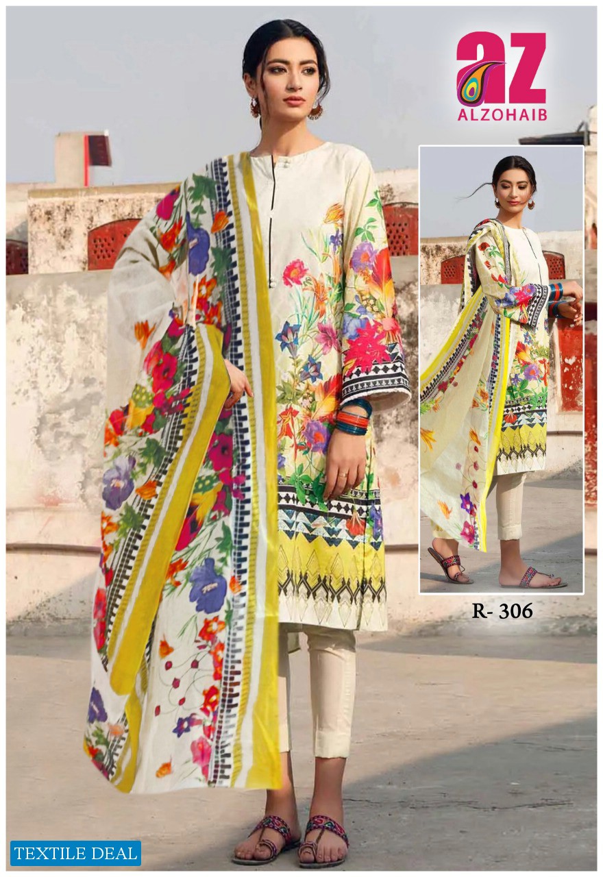 Alzohaib Roohi Wholesale Pure Lawn Cotton Printed Material