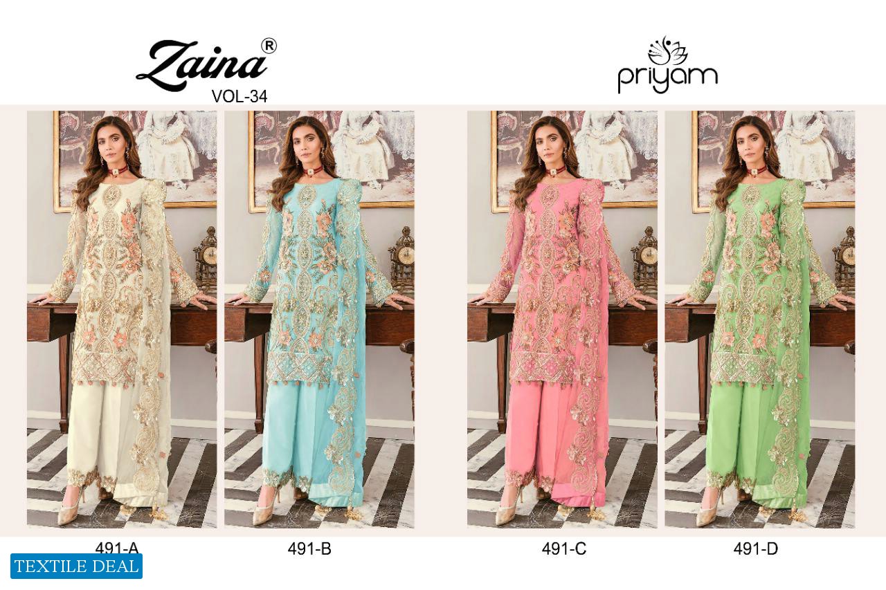 Priyam Zaina Vol-34 Wholesale Pakistani Concept Dress