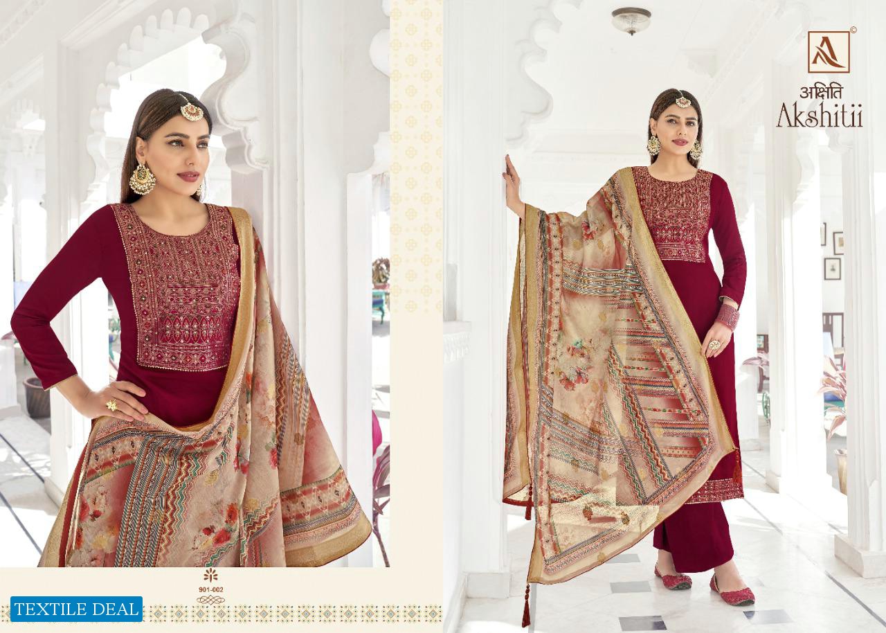 Alok Akshitii Wholesale Pure Zam Cotton Work Dress Material