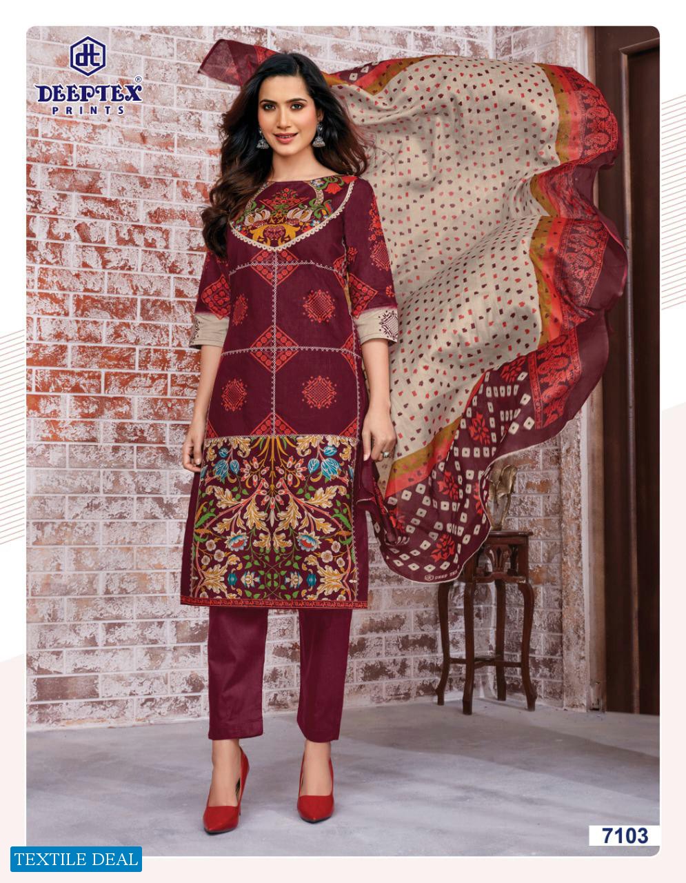 Deeptex Miss India Vol-71 Wholesale Pure Cotton Printed Dress Material