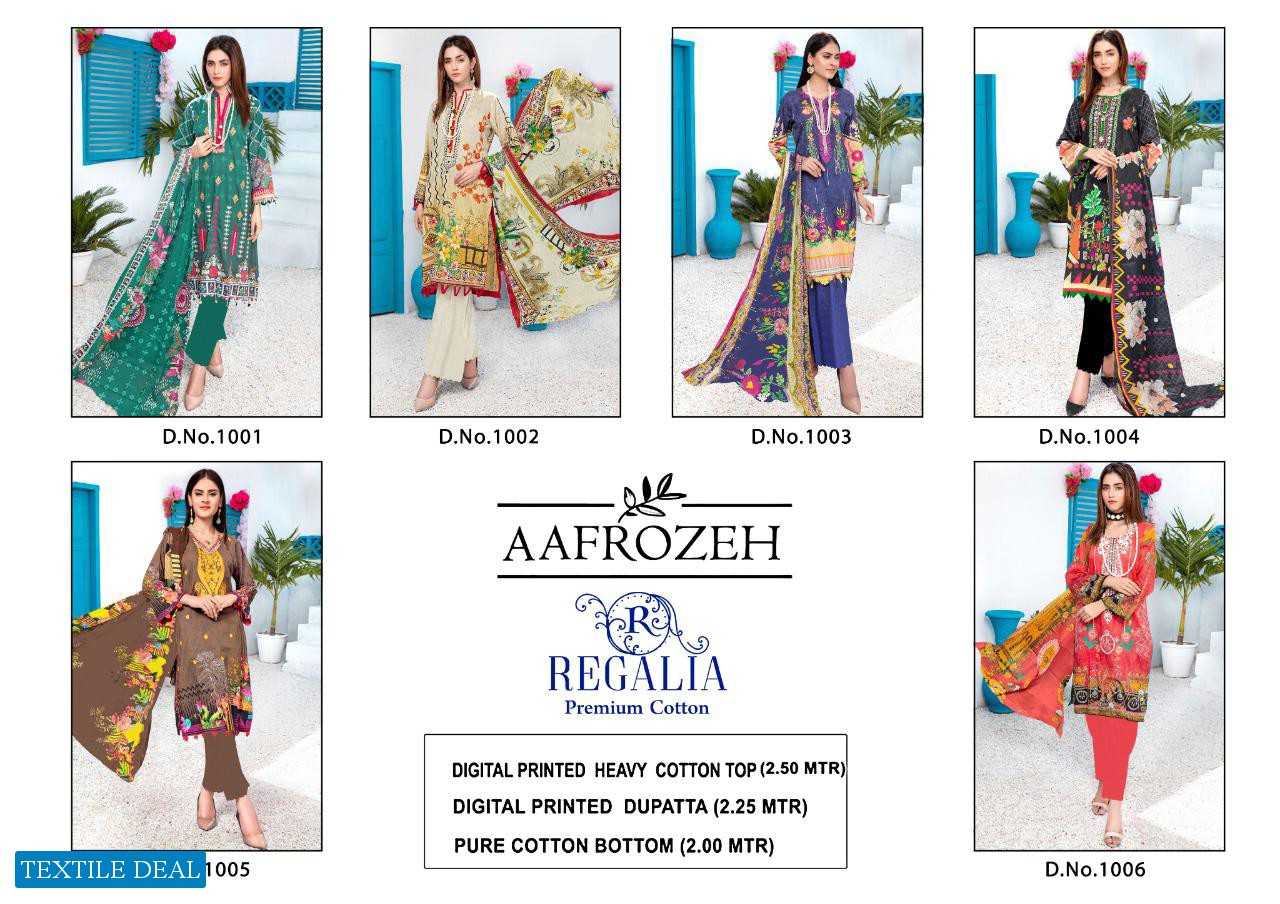Regalia Aafrozeh Wholesale Heavy Cotton Dress Material