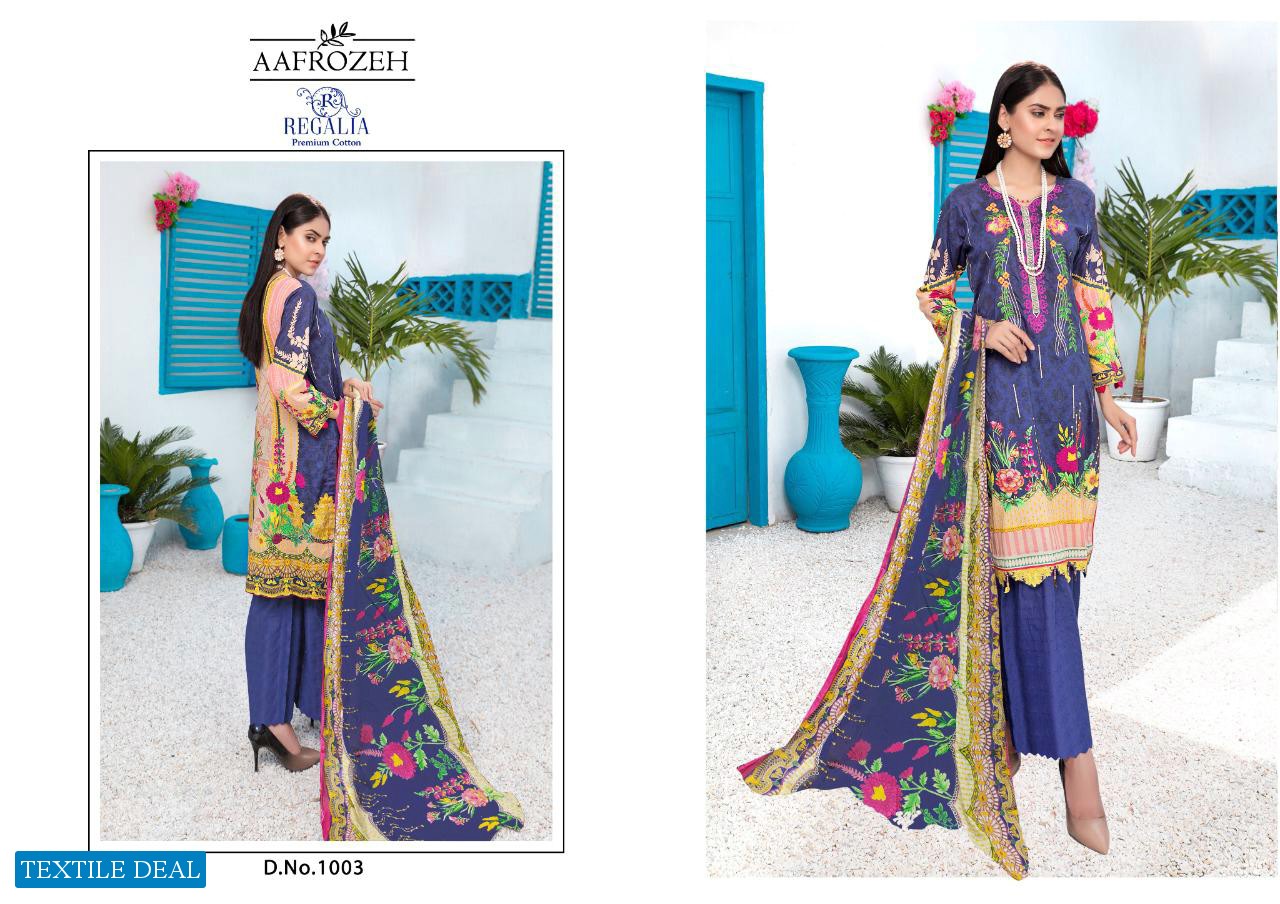 Regalia Aafrozeh Wholesale Heavy Cotton Dress Material