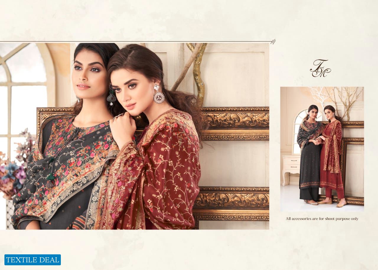 T And M Tabassum Wholesale Muslin Silk Print With Hand Work Salwar Suits