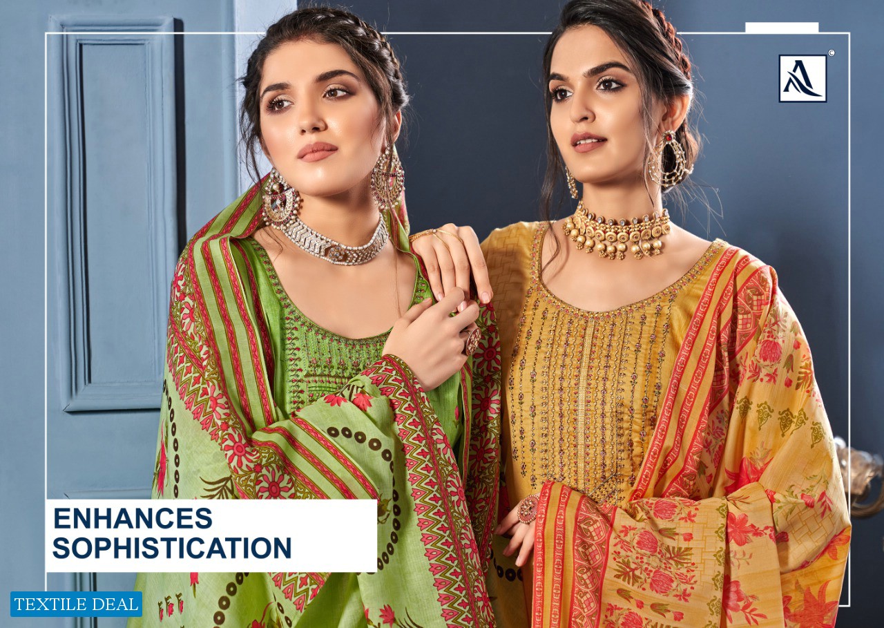 Alok Sheep Wholesale Swaroski And Diamond Work Dress Material