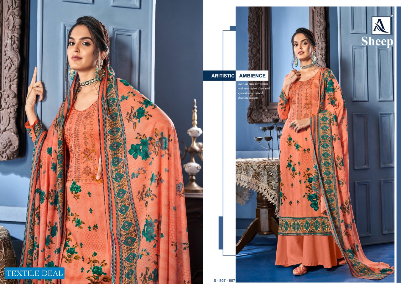 Alok Sheep Wholesale Swaroski And Diamond Work Dress Material