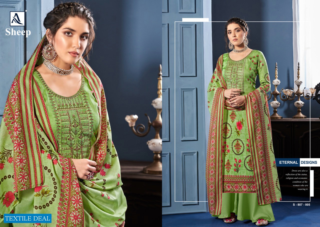 Alok Sheep Wholesale Swaroski And Diamond Work Dress Material