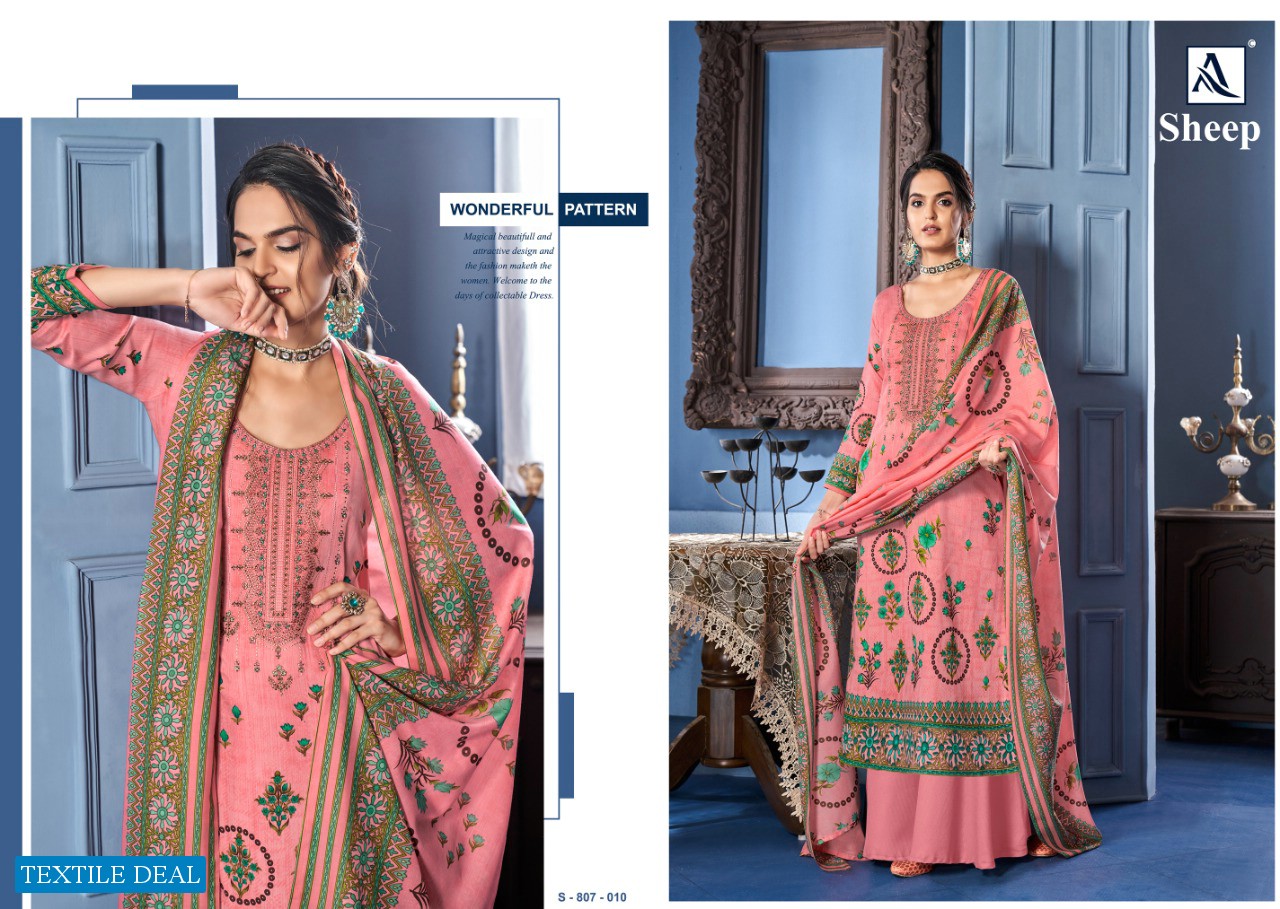 Alok Sheep Wholesale Swaroski And Diamond Work Dress Material