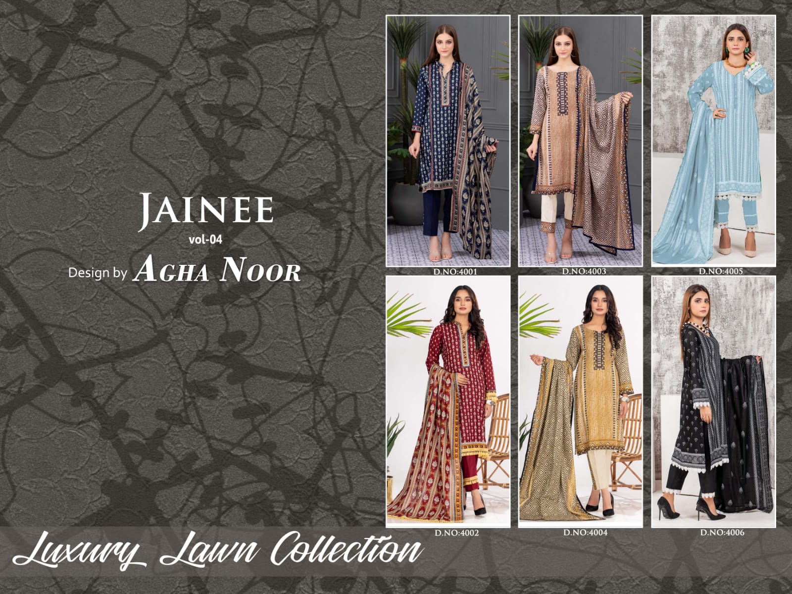 Agha Noor Jainee Vol-4 Wholesale Luxury Lawn Printed Dress Material