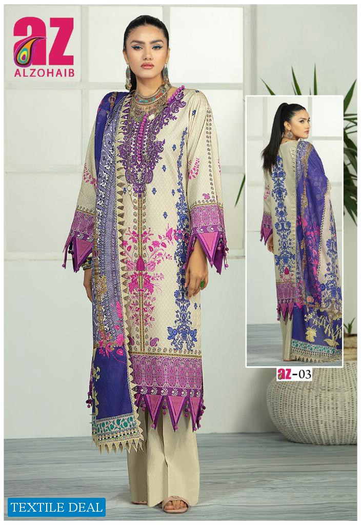 Alzohaib Zoohra Wholesale Lawn Cotton Printed Dress Material