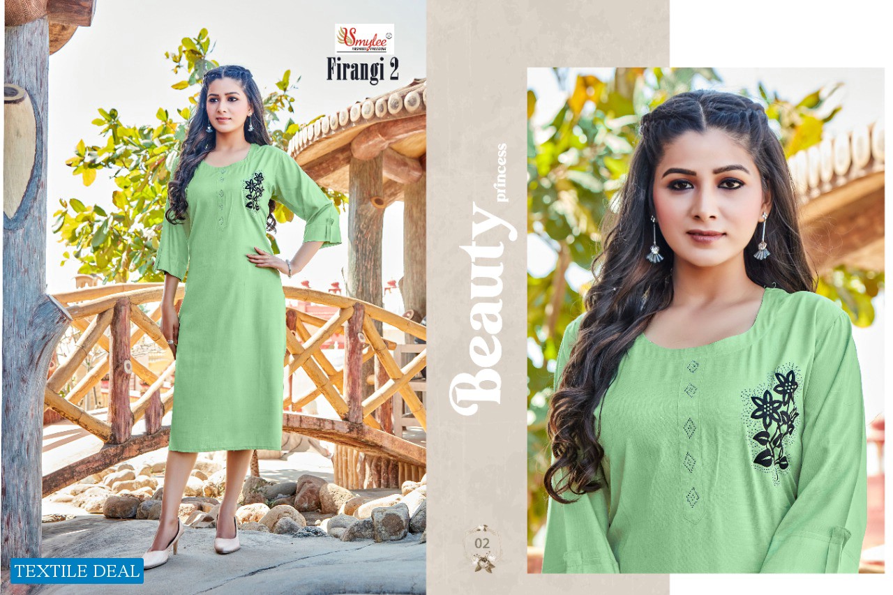 Smylee Firangi Vol-2 Wholesale Reyon With Diamond Work Kurtis