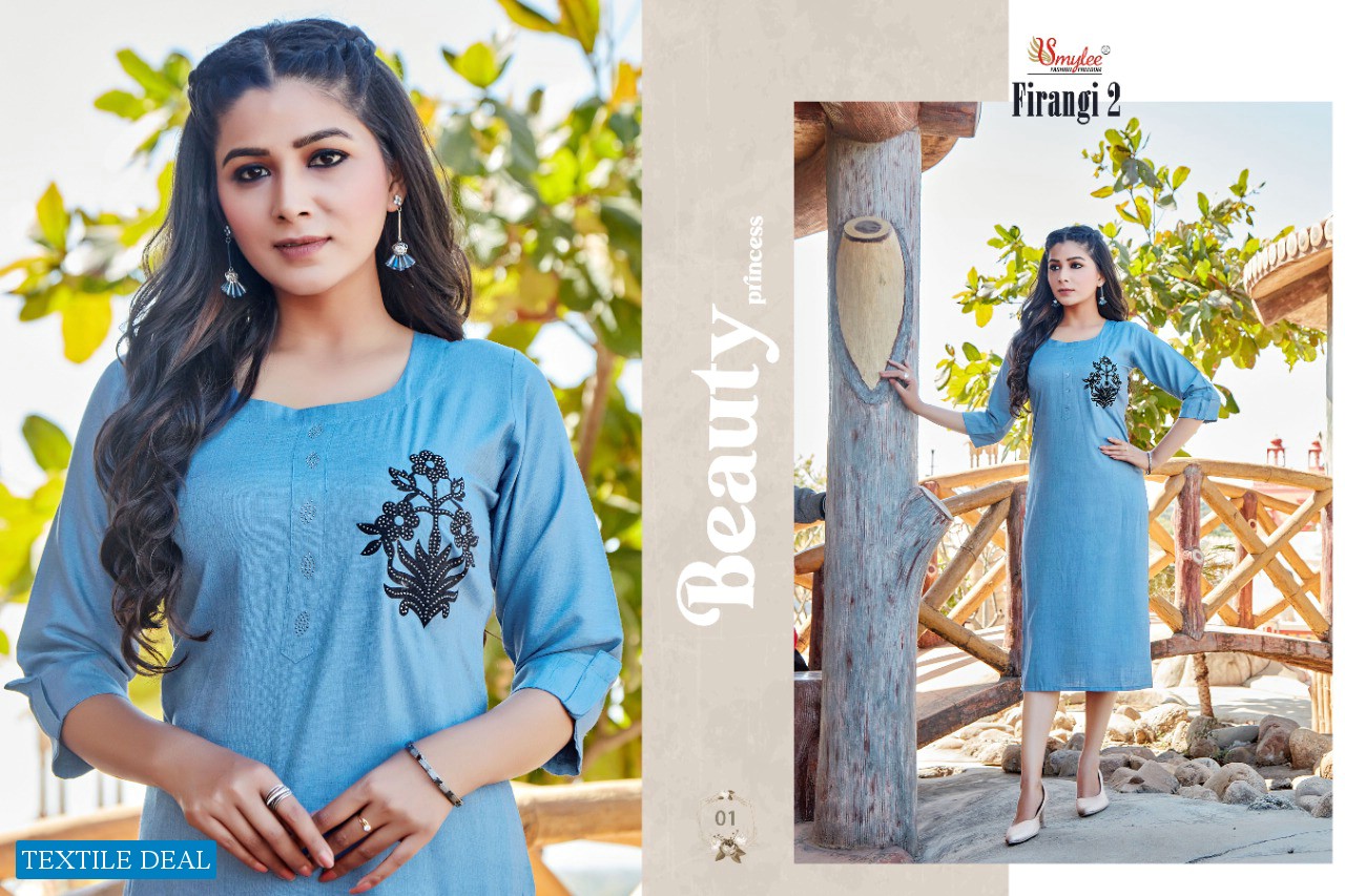 Smylee Firangi Vol-2 Wholesale Reyon With Diamond Work Kurtis