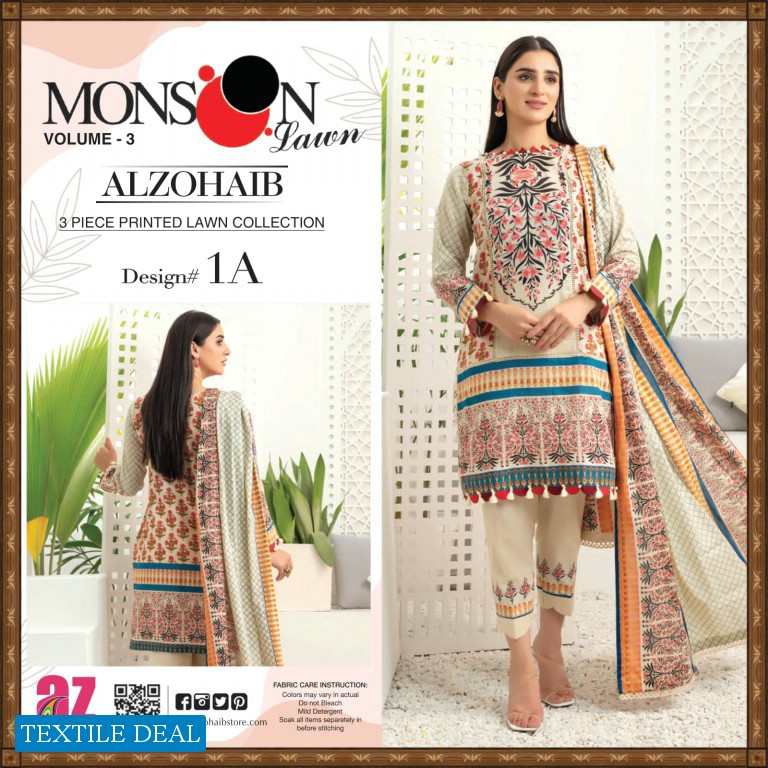 Al Zohaib Monsoon Lawn Vol-3 Wholesale Pakistani Original Suits