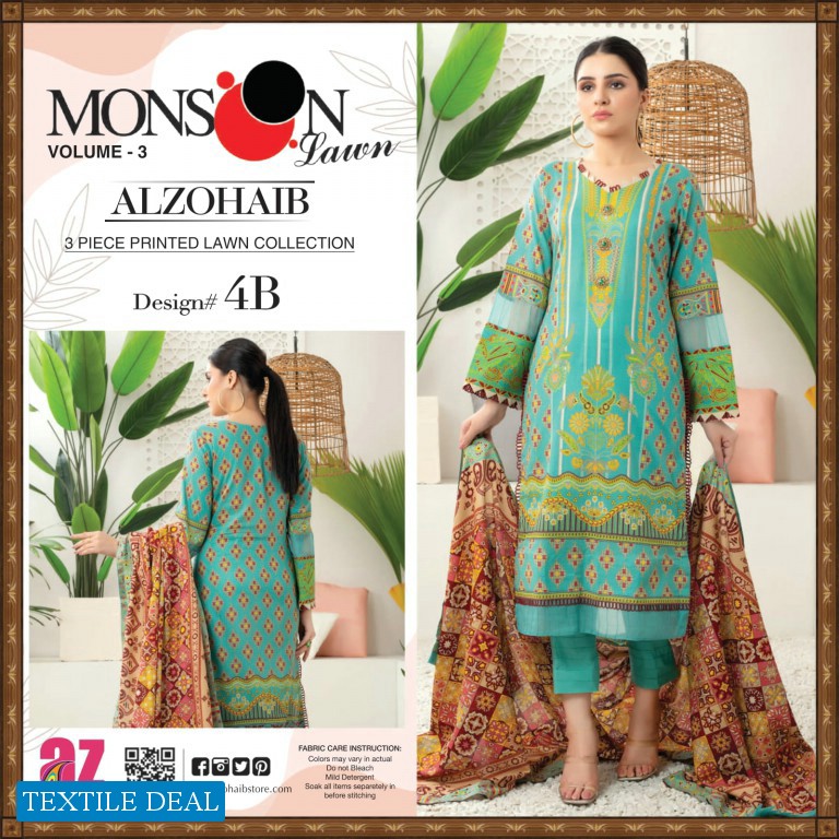 Al Zohaib Monsoon Lawn Vol-3 Wholesale Pakistani Original Suits
