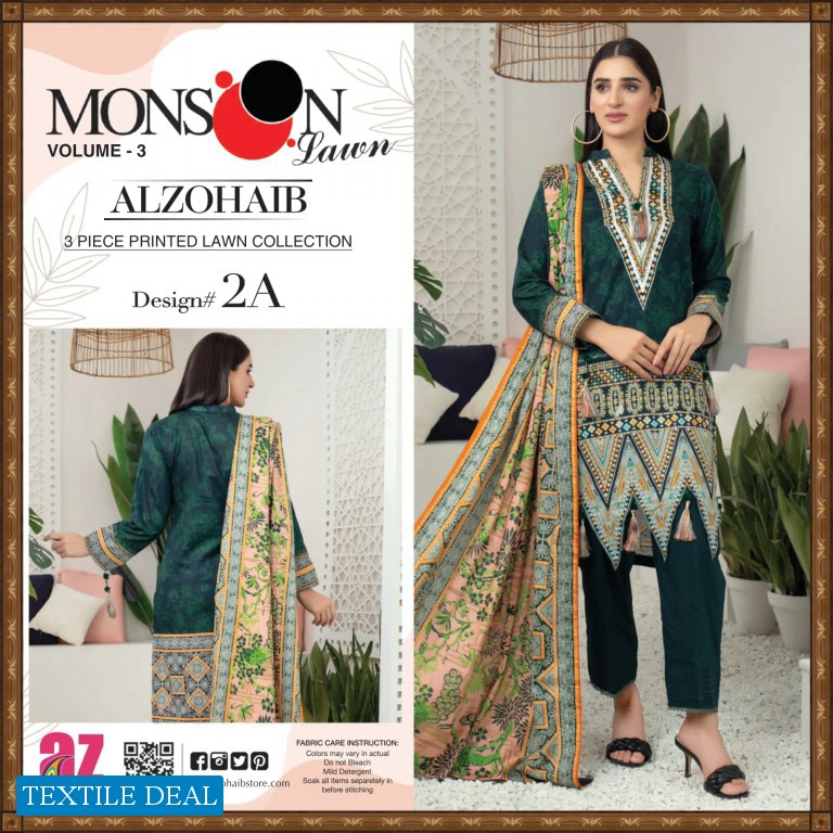 Al Zohaib Monsoon Lawn Vol-3 Wholesale Pakistani Original Suits