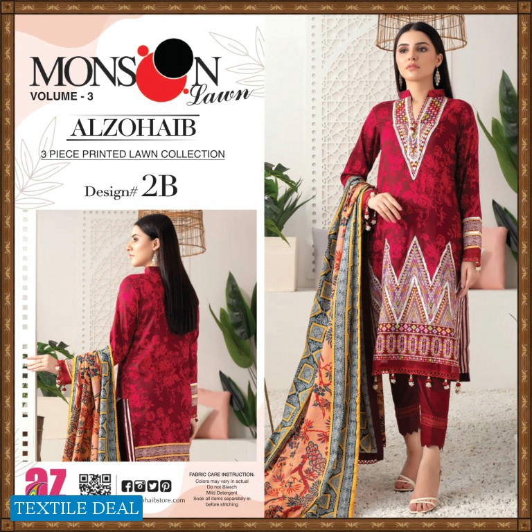 Al Zohaib Monsoon Lawn Vol-3 Wholesale Pakistani Original Suits