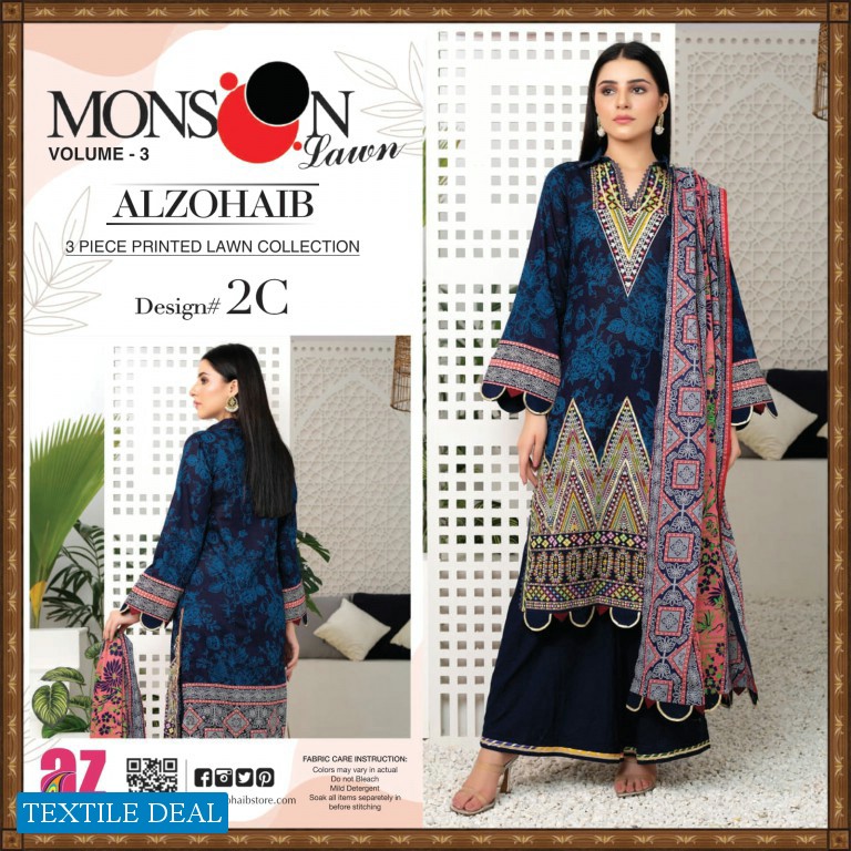 Al Zohaib Monsoon Lawn Vol-3 Wholesale Pakistani Original Suits