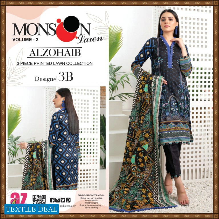 Al Zohaib Monsoon Lawn Vol-3 Wholesale Pakistani Original Suits