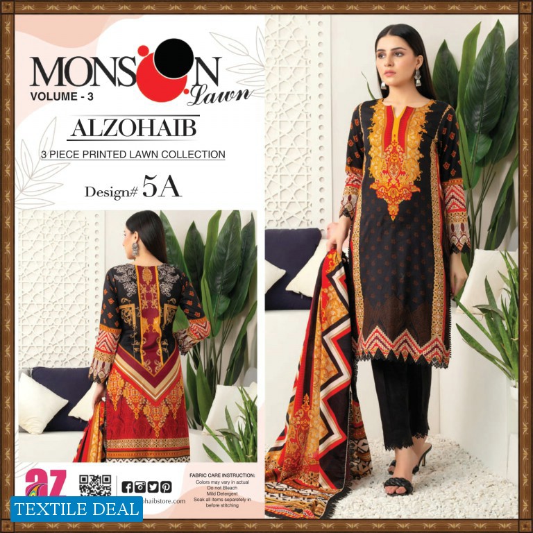 Al Zohaib Monsoon Lawn Vol-3 Wholesale Pakistani Original Suits