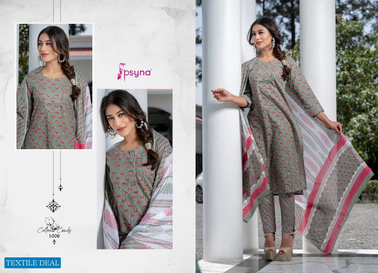 PSYNA COTTON CANDY PRINTED KURTI WITH BOTTOM & DUPATTA