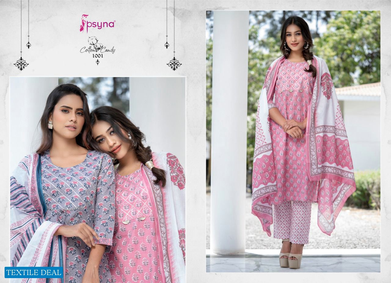 PSYNA COTTON CANDY PRINTED KURTI WITH BOTTOM & DUPATTA