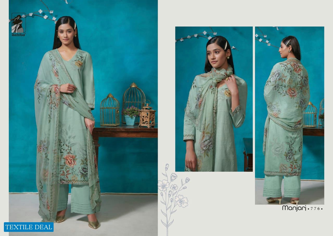 Sahiba Manjari Wholesale Pure Italian Cotton Schiffli Work And Hand Work Suits