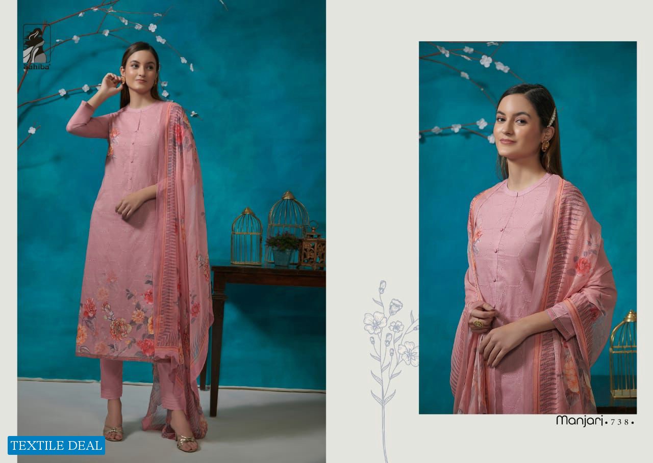 Sahiba Manjari Wholesale Pure Italian Cotton Schiffli Work And Hand Work Suits