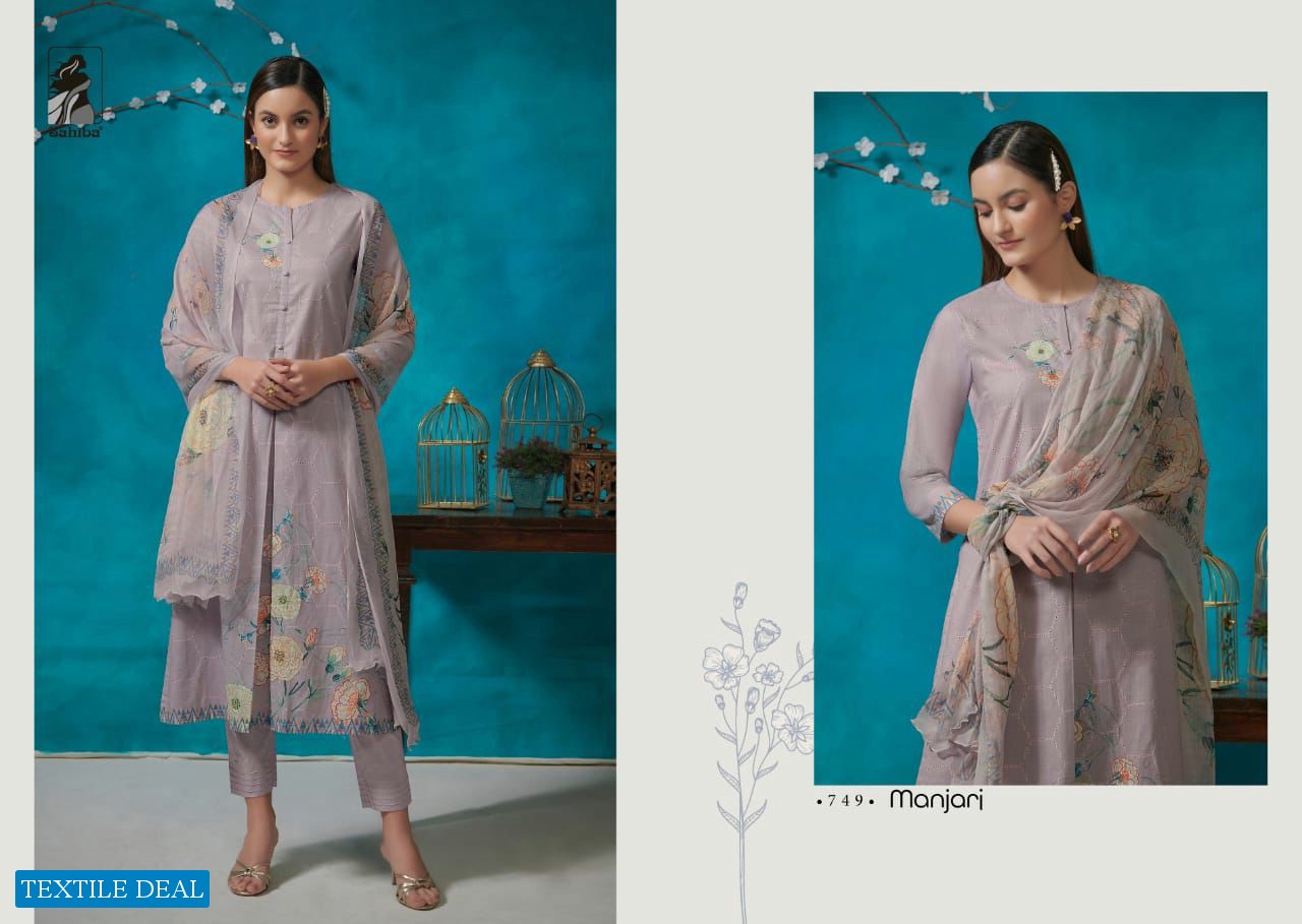 Sahiba Manjari Wholesale Pure Italian Cotton Schiffli Work And Hand Work Suits