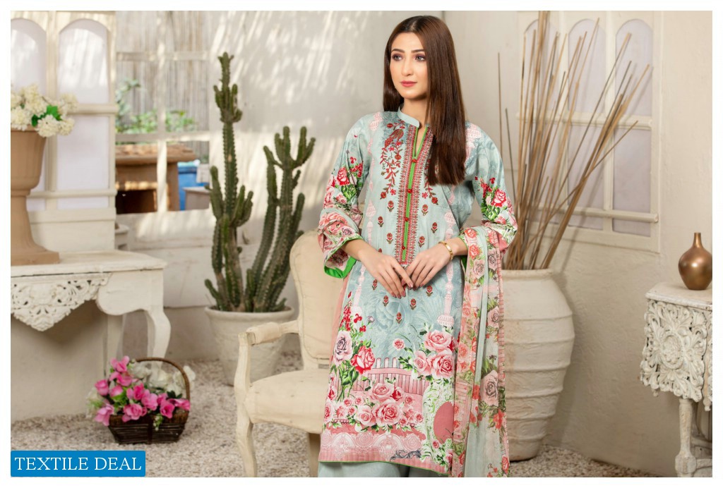 Aone Marjan Embroidered Lawn With Chiffon Dupatta Pakistani Suits