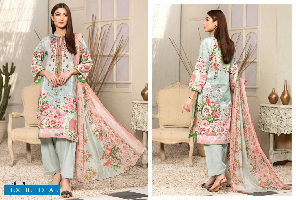 Aone Marjan Embroidered Lawn With Chiffon Dupatta Pakistani Suits